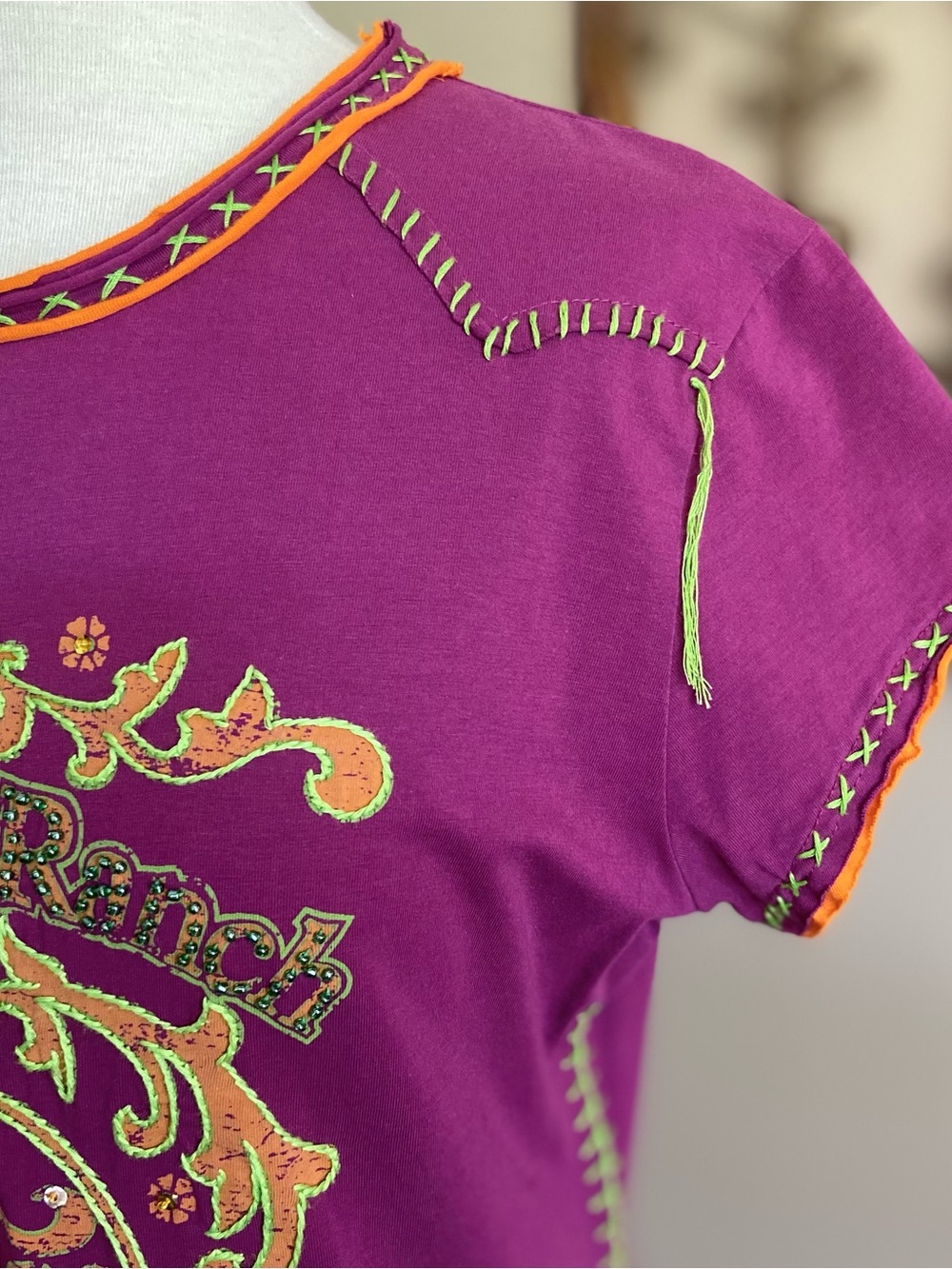 Top - Double D Ranch - "Rodeo Show Since 1989" graphic tee - Embroidered, Sequin - Picture 5 of 8